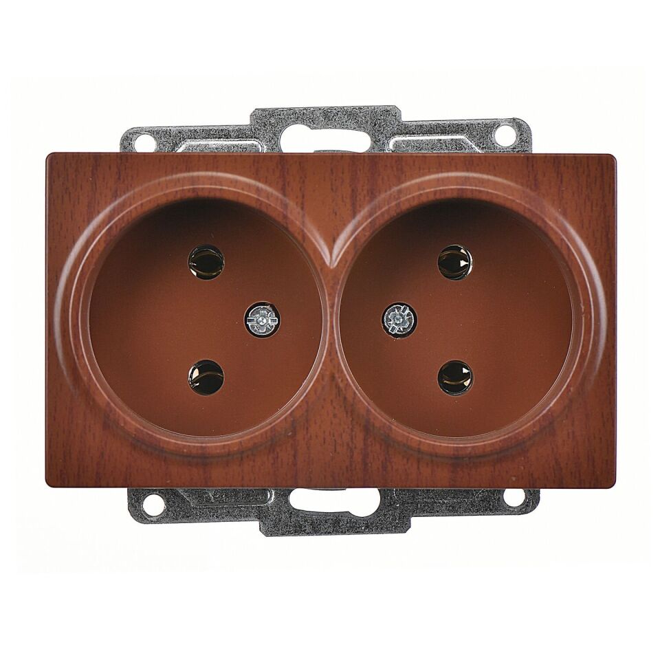 Günsan Visage Ceviz İkili Priz- 16A 250V - Vidalı