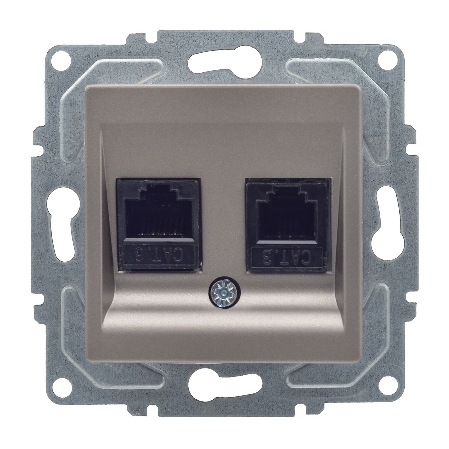 Günsan Eqona Mocha Vidalı Data & Nümeris Telefon Prizi (RJ45 Cat5E + Cat3)