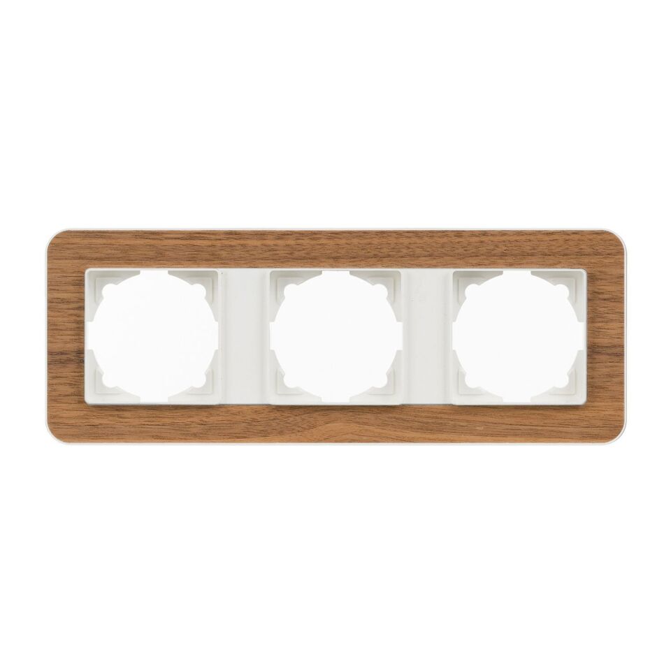 Günsan Radius Fildişi Beyazı & Natural Walnut Üçlü Çerçeve