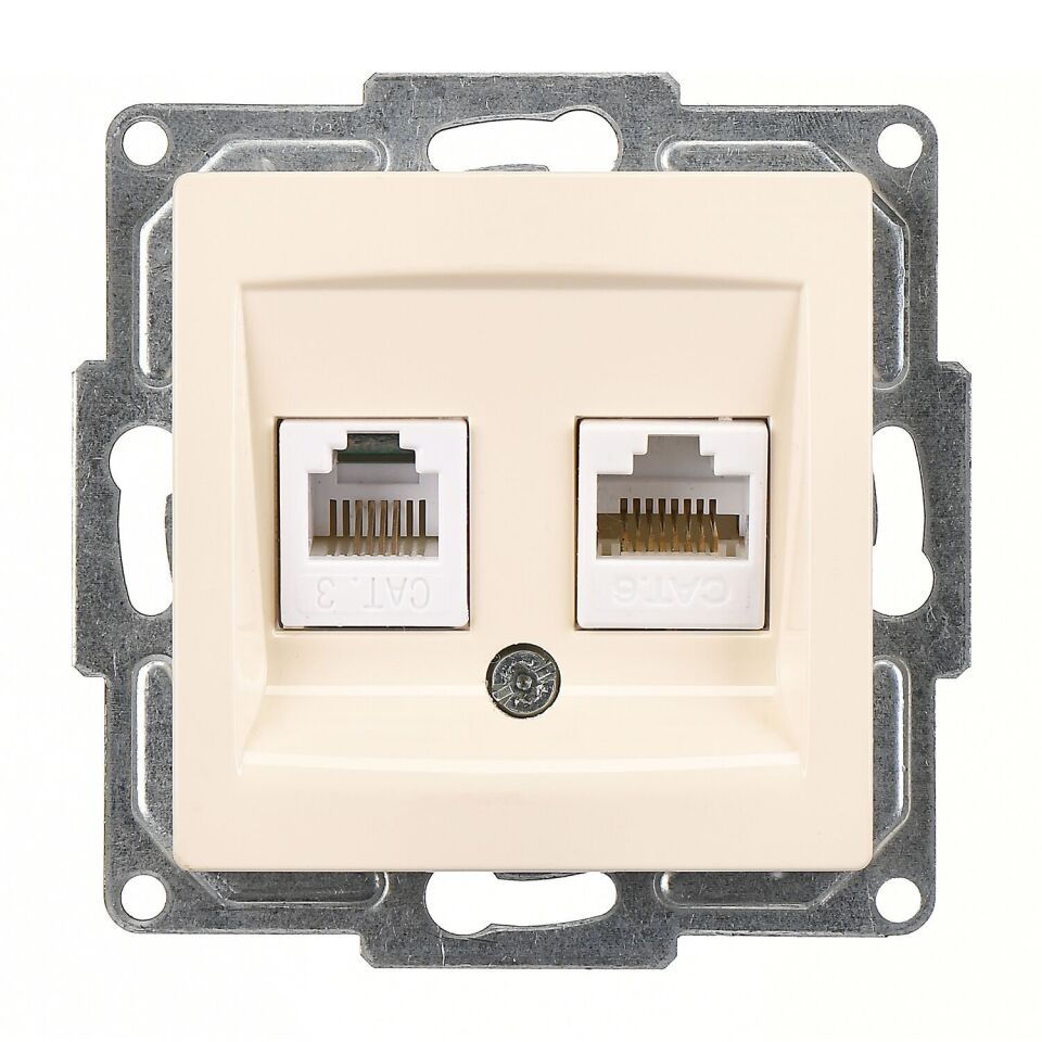 Günsan Visage Krem Data + Nümeris Telefon Prizi (RJ45 Cat6 + Cat3) Mekanizma