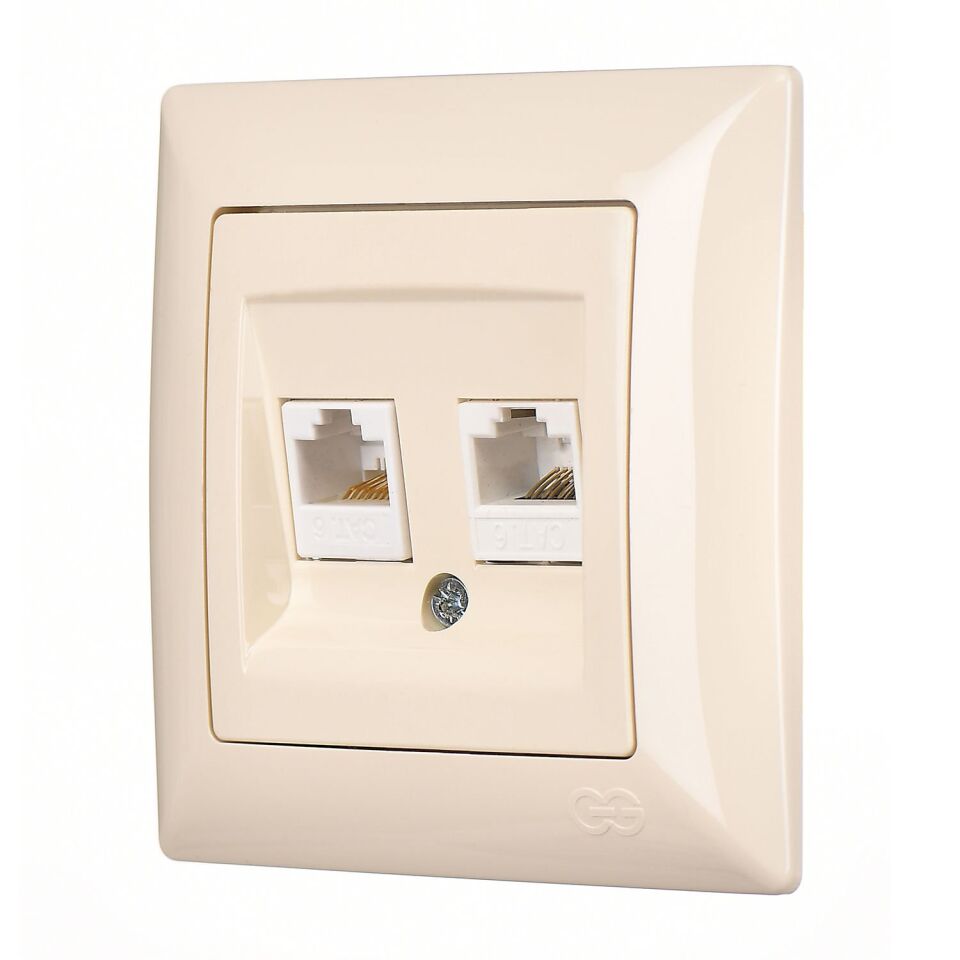 Günsan Visage  Krem İkili Data Prizi (2 x RJ45 Cat6)