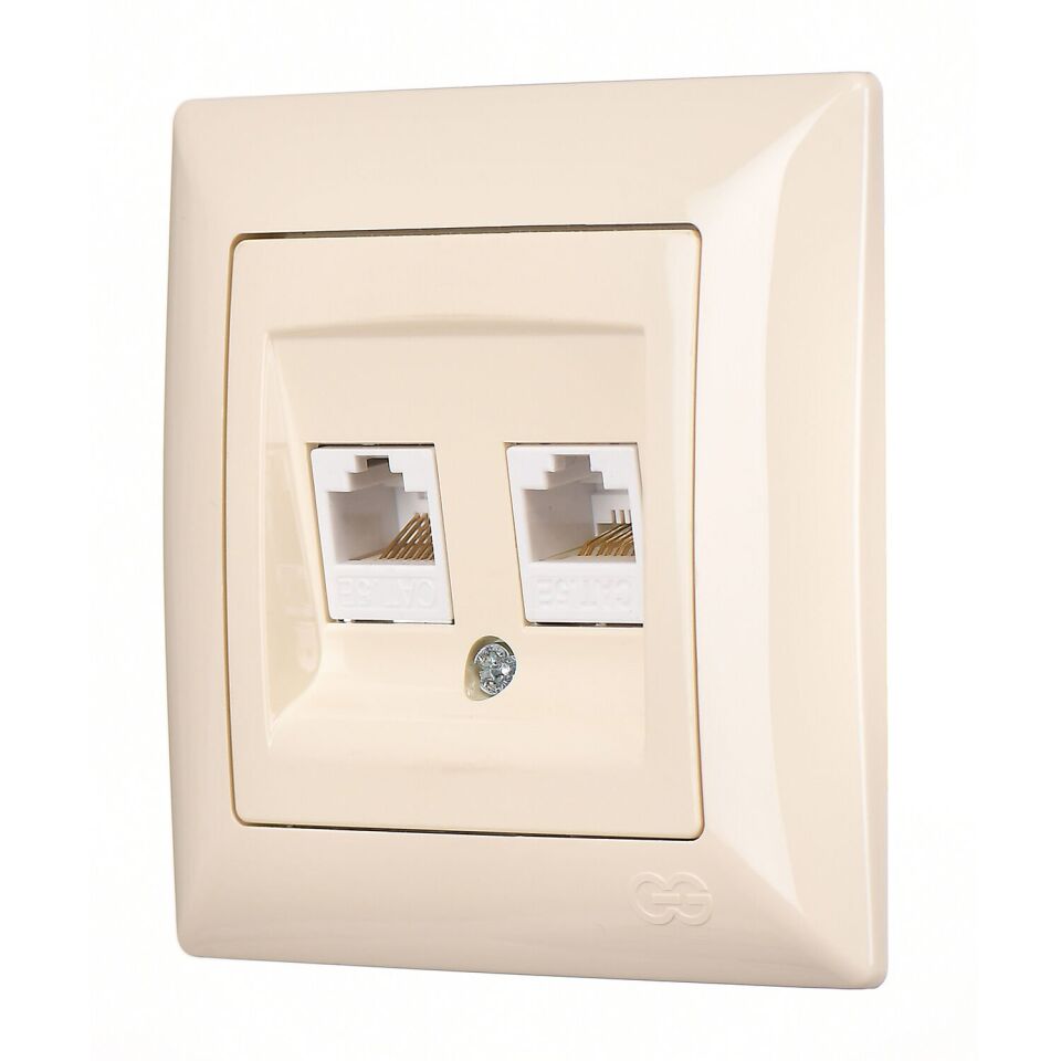 Günsan Visage  Krem  İkili Data Prizi (2 x RJ45 Cat5E)
