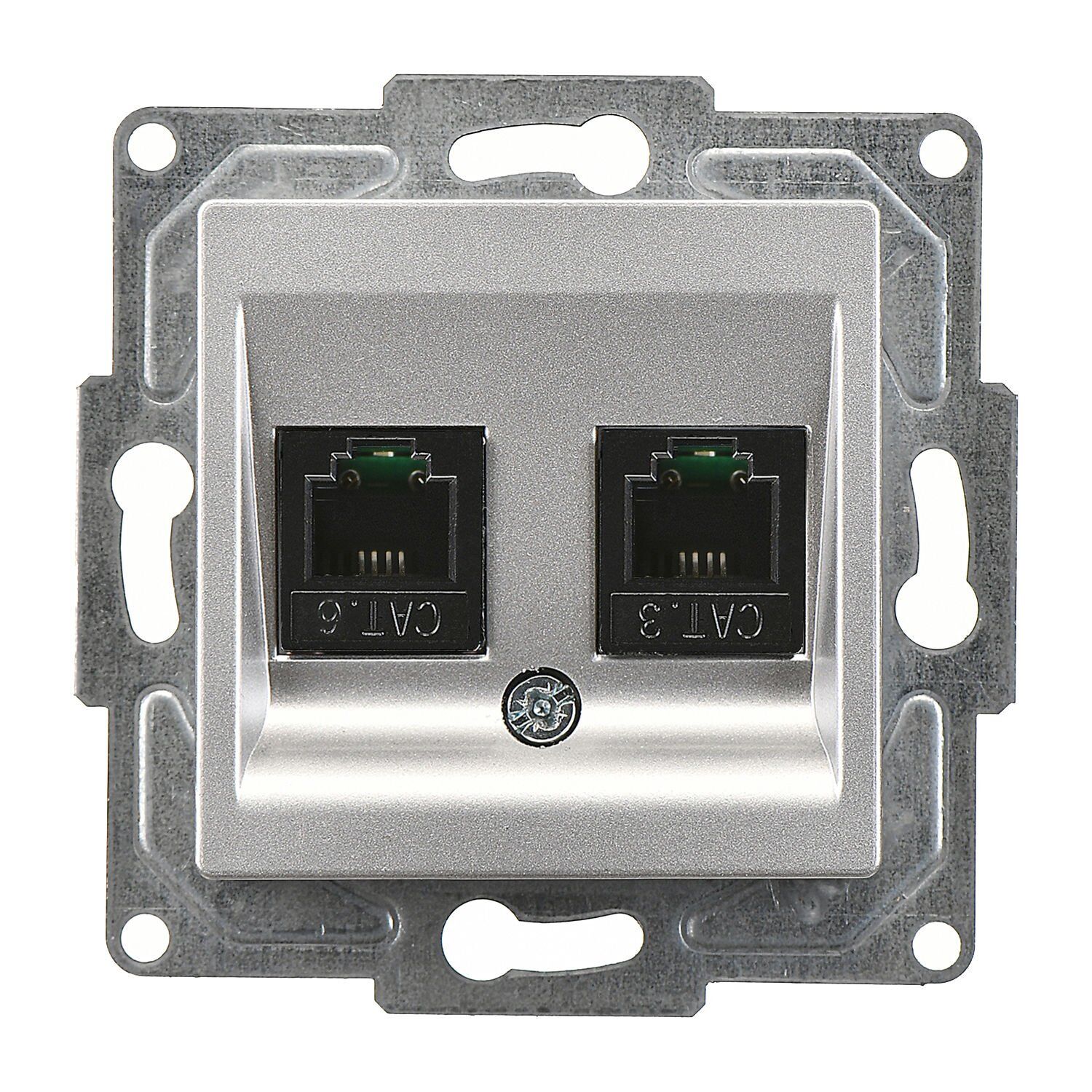 Günsan Eqona Gümüş Vidalı Data & Nümeris Telefon Prizi  (RJ45 Cat6 + Cat3)