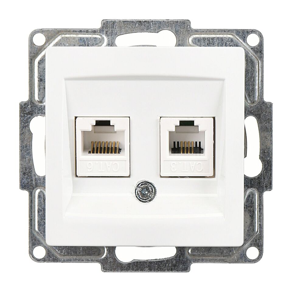 Günsan Visage Beyaz Data + Nümeris Telefon Prizi (RJ45 Cat6 + Cat3) Mekanizma