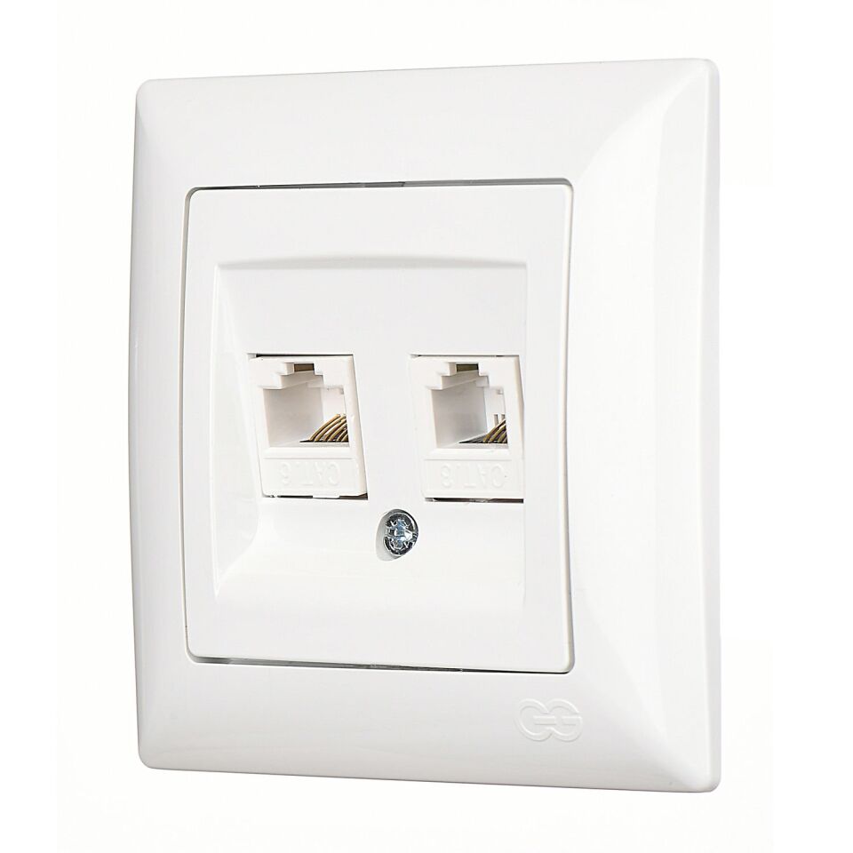 Günsan Visage Beyaz Data + Nümeris Telefon Prizi (RJ45 Cat6 + Cat3)