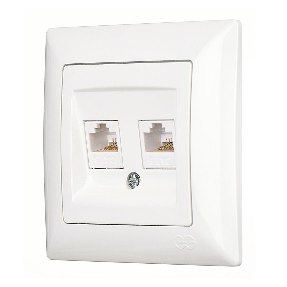 Günsan Visage Beyaz İkili Data Prizi (2 x RJ45 Cat6)