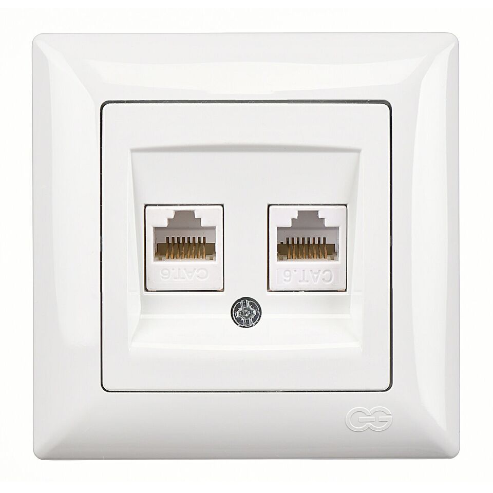 Günsan Visage Beyaz İkili Data Prizi (2 x RJ45 Cat6)