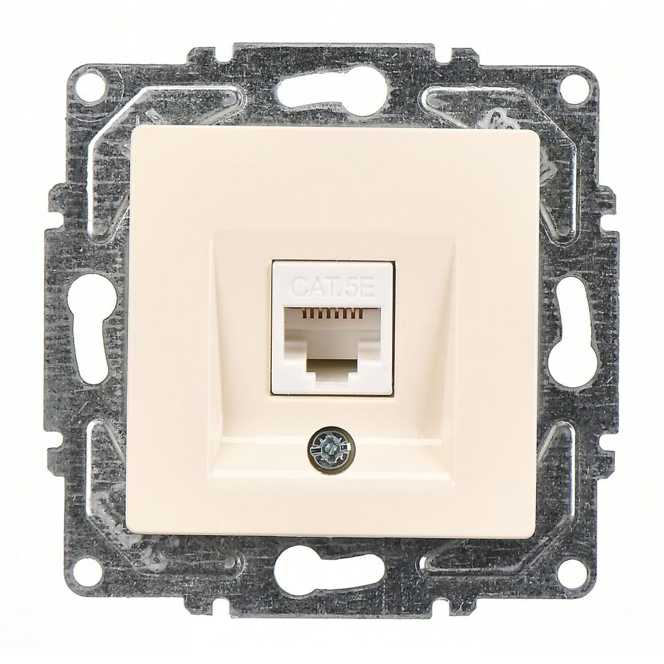 Günsan Eqona Krem Vidalı Tekli Data Prizi (RJ45 Cat5E)
