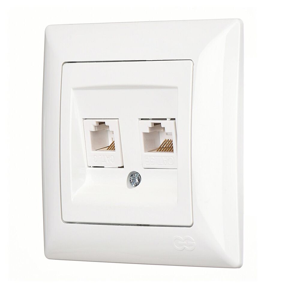 Günsan Visage Beyaz Data + Nümeris Telefon Prizi (RJ45 Cat5E + Cat3)